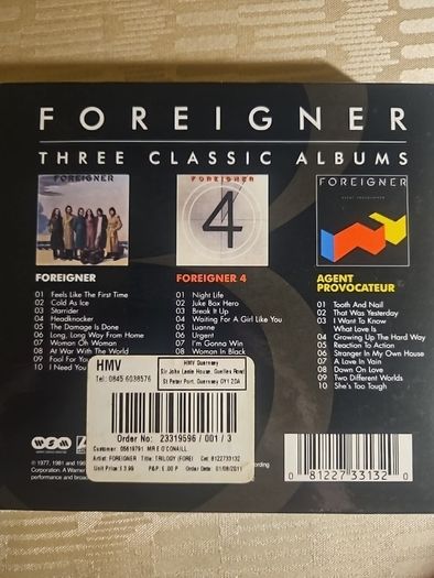 Foreigner 3CD Boxset  - Trilogy: 3 Classic Albums