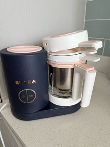 Beaba baby food maker, glass bowl, stainless steel steamer and rice cooker