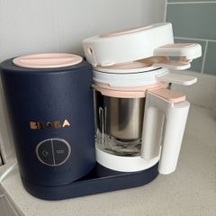 Beaba baby food maker, glass bowl, stainless steel steamer and rice cooker