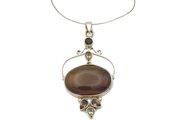 Vintage 925 Sterling Silver Brown Agate, Smoky Quartz &amp; Citrine Necklace