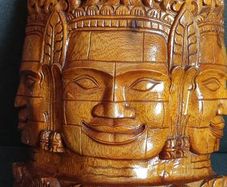 Vintage Mask Wood Carving Face Cambodian King Jayavarman VII from Temple Bayon