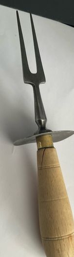 Antique Victorian Edwardian Meat Carving Fork with Safety Guard Rustic Farmhouse Kitchenalia