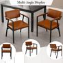 Set of 2 Brown PU Leather Dining Chairs with Armrests Modern Style & Durable Metal Frame Image 5