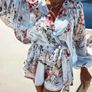 Blue set of chiffon tied top and shorts Image 7
