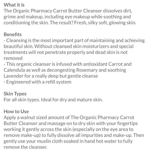 The Organic Pharmacy Carrot Butter Cleanser 50ml brand new