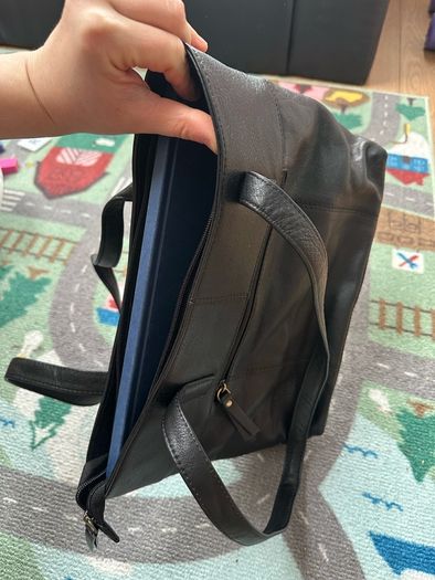 Rowallan of Scotland Black Leather Tote Zipped Handbag