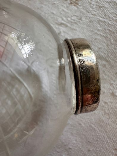 Antique elegant Edwardian style silver collared cut glass vase