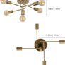NEW SALE | Modern Sputnik Chandelier Ceiling Light, 5 Lights Golden Semi Flush Mount Ceiling Lights, Adjustable Ceiling Light Fitting for Living Room Kitchen Dining Room Farmhouse Hallway Image 4
