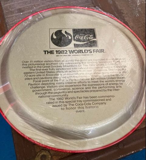Coca Cola 1982 World Fair Metal Tray Rare
