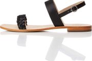 FIND Women's Sandal, Two-strap slingback leather sandals, peep-toe sandals, Size EU 36, UK 3