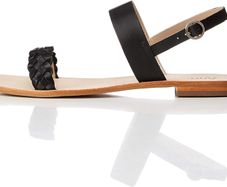 FIND Women's Sandal, Two-strap slingback leather sandals, peep-toe sandals, Size EU 36, UK 3