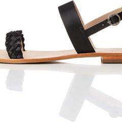 FIND Women's Sandal, Two-strap slingback leather sandals, peep-toe sandals, Size EU 36, UK 3