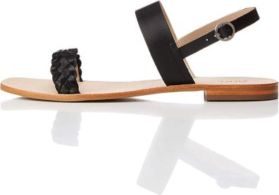 FIND Women's Sandal, Two-strap slingback leather sandals, peep-toe sandals, Size EU 36, UK 3