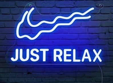 Just Relax Neon Sign,Neon Sign Powered by USB with Switch, Blue Led  16.1 inch x 8.2 inch