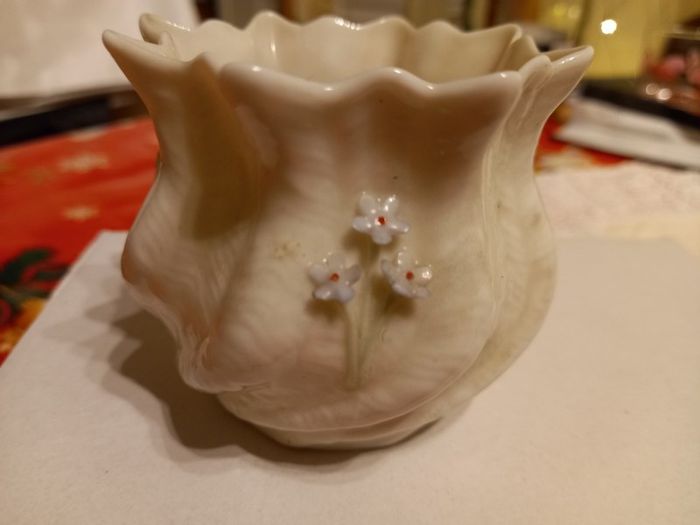 Antique belleek bowl with roses