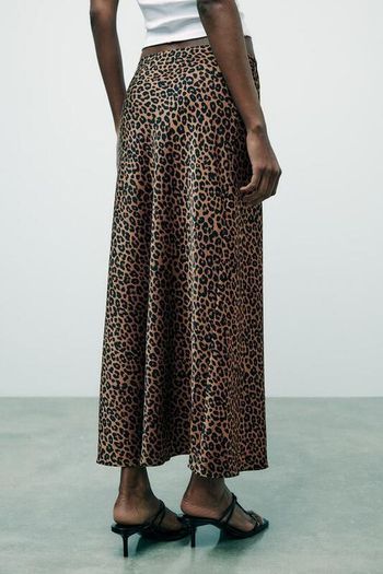 Satin Animal Print Maxi Skirt New