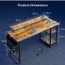 Gaming Desk with LED Lights & Power Outlets, Reversible Image 9