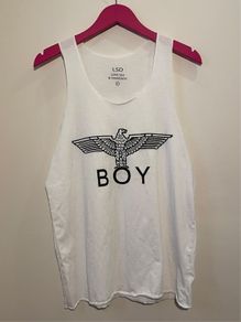 BOY LONDON Logo White Vest Top Size M!