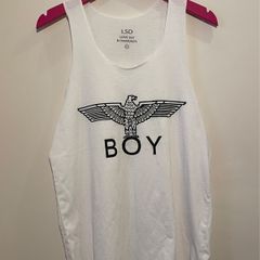 BOY LONDON Logo White Vest Top Size M!