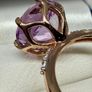 Silver Rose De France Amethyst & White Zircon Solitaire Ring Image 4