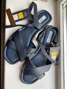 See description for details, Navy M&S leather sandals. Penny's brown sandals