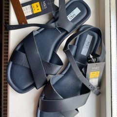 See description for details, Navy M&S leather sandals. Penny's brown sandals