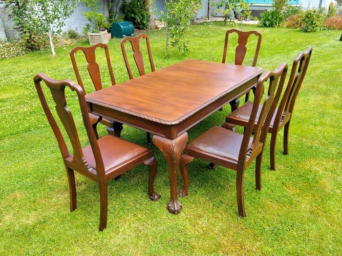 Mid century Solid Mahogany Dining Table and Chairs.