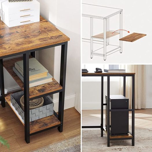 _L-Shaped Computer Desk, Corner Desk with 2 Shelves