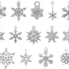 Snowflake Charm, 70 Pieces Mixed Snowflake Pendants Antique Silver Snowflake Charms Christmas Jewelry Making Accessories Crafting Supplies for DIY Necklace Bracelet