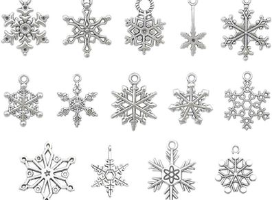 Snowflake Charm, 70 Pieces Mixed Snowflake Pendants Antique Silver Snowflake Charms Christmas Jewelry Making Accessories Crafting Supplies for DIY Necklace Bracelet