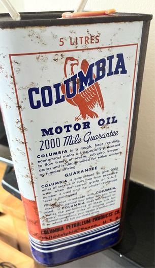 Vintage Columbia 1950's / 60's 5L Oil Tin