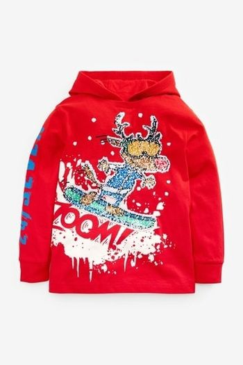 Next Sequins Hooded Christmas Top Age 9 yrs