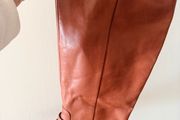 Tamaris Leather Knee High Boots EU41 Tan Brown Block Heel