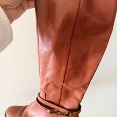 Tamaris Leather Knee High Boots EU41 Tan Brown Block Heel