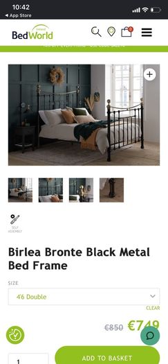 Black double bed frame