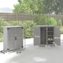 Garden shed cabinet 3 shelves 2 doors galvanized waterproof metal roof solid wood 75 x 40 x 90 cm gray Image 3