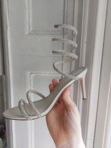 Farfetch- style Spiral Strappy Heels, crystals embellishment