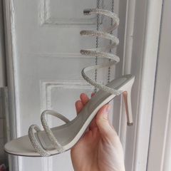 Farfetch- style Spiral Strappy Heels, crystals embellishment