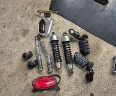Various motorcycle parts.