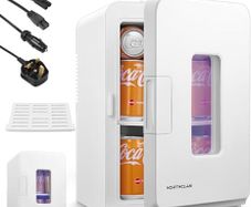 2 in 1 Mini Fridge 15 Litres / 21 Cans, Portable with Cooling and Heating Function, 12 V DC/220 V AC for Cars, Offices and Dormitories, Drinks, Cosmetics, Black, Max & Eco Mode