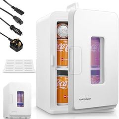 2 in 1 Mini Fridge 15 Litres / 21 Cans, Portable with Cooling and Heating Function, 12 V DC/220 V AC for Cars, Offices and Dormitories, Drinks, Cosmetics, Black, Max & Eco Mode