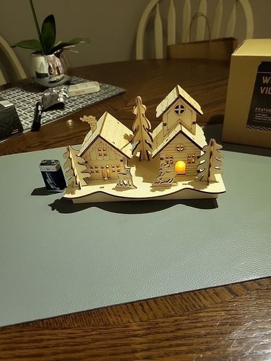 Wooden village with lights