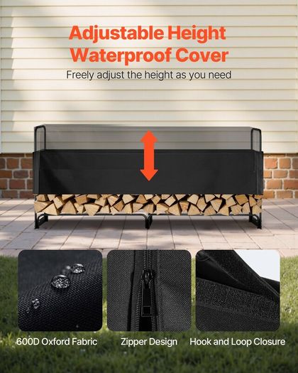 2.4m Firewood Rack with Waterproof Cover