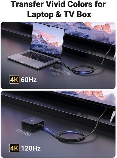 Ugreen 3M HDMI 2.1 UHD/3D 8K (7680x4320@60Hz) 48Gbps Ultra High Speed Cotton Braided (Nickel-Plated) Cable (Brand New/Warranty)