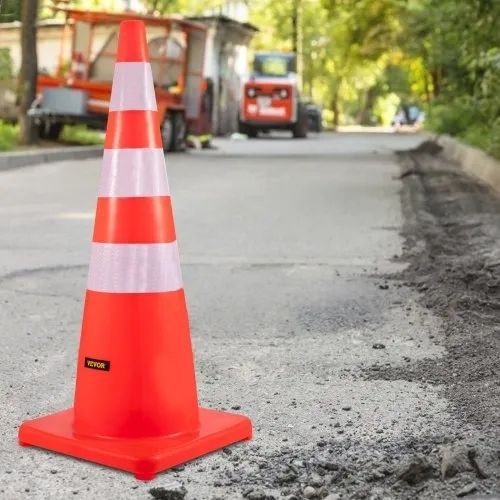 Safety Cones, 6 x 36" Traffic Cones, PVC Orange Construction Cones, Reflective Collars Traffic Cones with Weighted Base Used for Traffic Control, Driveway Road Parking and School Improvement