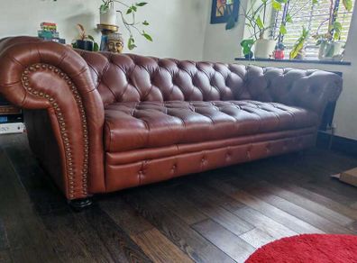 Chesterfield Vintage Style Leather Sofa