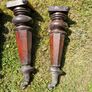 Antique mahogany piano legs with bronze casters Image 3