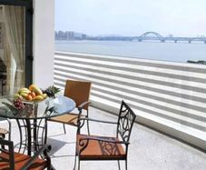 Balcony Safety & Privacy Cover . Striped Fabric with Grommets and Cord