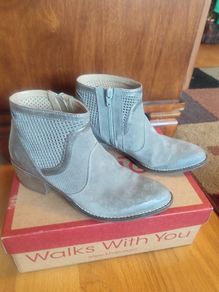 Grey suede leather ankle  boots size 5