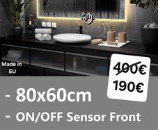 LED Bathroom Mirror Antifog Demister Sensor 80x60cm